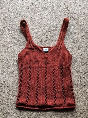 Abercrombie & Fitch Open Knit Tank Top Medium Rust Crochet Sweater Sleeveless